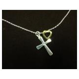 LADIES .925 20" HEART & CROSS NECKLACE