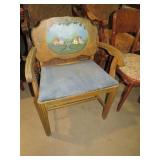 ANTIQUE PAINTED BACK PADDED VANITY BENCH