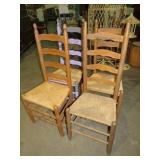 (4) LADDER BACK RUSH SEATED CHAIRS