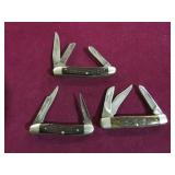 (3) CASE STOCKMAN KNIVES, ALL USED