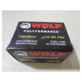 WOLF 7.62X39MM 20 CARTRIDGES 123 GR AMMO
