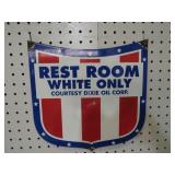 PORCELAIN REST ROOM WHITE ONLY ADV. SIGN DATED1953