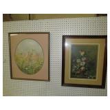 PAIR OF FRAMED ARTIST SIGNED FLORAL PRINTS