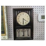 WALL CLOCK WITH SKELETON KEYS 9" X 14"