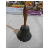 METAL WOOD HANDLE SCHOOL BELL 8" TALL