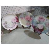 (3) HAND PAINTED PLATES WITH STANDS