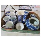 COLLECTION OF BLUE TRANSFER WARE & MISC