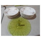 12 PCS. OF CHINA & GLASS ETCHED SERVING TRAY