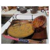 BOX OF WOOD BOWLS, SERVING TRAYS & MISC
