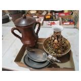 COLLECTION OF LARGE URN, SERVING TRAYS & BOWL