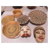HAND MADE WOVEN BASKETS & HAND CARVED WOODEN MASKS