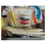TACKLE BOX WITH ASSORTED FISHING ITEMS
