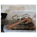 ASSORTED PIPE WRENCHES & CLAMPS