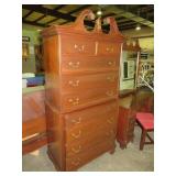 MAHOGANY 9 DRAWER HIGHBOY CHEST ON CHEST
