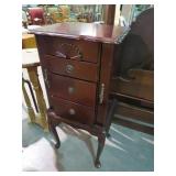 CHERRY JEWELRY CHEST 2 DOORS & 3 DRAWERS HINGE TOP