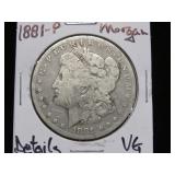 1881 P MORGAN SILVER DOLLAR 90% DETAILS VG