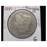 1884 S MORGAN SILVER DOLLAR 90% VG