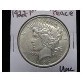 1922 P PEACE SILVER DOLLAR 90% UNC