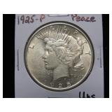 1925 P PEACE SILVER DOLLAR 90% UNC