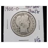 1900 O BARBER HALF DOLLAR 90% VG