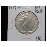1917 P WALKING LIBERTY HALF DOLLAR 90% VG
