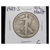 1927 S WALKING LIBERTY HALF DOLLAR 90% G