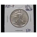 1937 P WALKING LIBERTY HALF DOLLAR 90% VF