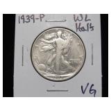 1939 P WALKING LIBERTY HALF DOLLAR 90% VG