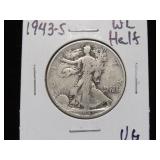 1943 S WALKING LIBERTY HALF DOLLAR 90% VG