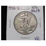 1942 S WALKING LIBERTY HALF DOLLAR 90% VG