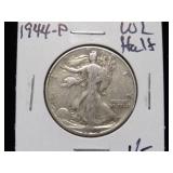 1944 P WALKING LIBERTY HALF DOLLAR 90% VF