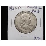 1951 P FRANKLIN HALF DOLLAR 90% XF