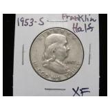 1953 S FRANKLIN HALF DOLLAR 90% XF