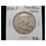 1954 P FRANKLIN HALF DOLLAR 90% XF