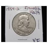 1954 D FRANKLIN HALF DOLLAR 90% XF
