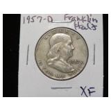 1957 D FRANKLIN HALF DOLLAR 90% XF