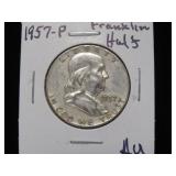 1957 P FRANKLIN HALF DOLLAR 90% AU