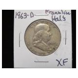 1963 D FRANKLIN HALF DOLLAR 90% XF