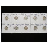 (10) MERCURY DIMES 90% VARIOUS DATES & MM