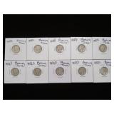 (10) MERCURY DIMES 90% VARIOUS DATES & MM