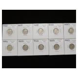 (10) ROOSEVELT DIMES 90% VARIOUS DATES & MM