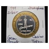.999 SILVER STRATOSPHERE CASINO TOKEN GEM PROOF