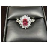 LADIES .925 RUBY & WHITE SAPPHIRE RING SIZE 6