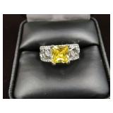 LADIES .925 YELLOW SAPPHIRE RING SIZE 6.5
