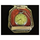 MENS WALTHAM POCKET WATCH & KNIFE SET - RUNS