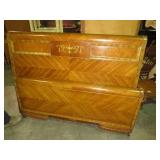 ANTIQUE INLAY WATERFALL FULL BED W/RAILS