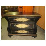 HAND PAINTED BLACK 3 DRAWER BOMBAY CHEST