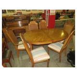 SOLID WOOD DINING TABLE & 6 CHAIRS & 24" LEAF