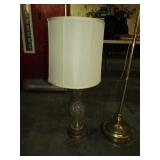 CRYSTAL TABLE LAMP & BRASS FLOOR LAMP WITH SHADES