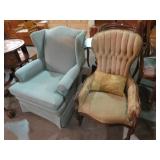 GREEN WING BACK & VICTORIAN PARLOR CHAIR